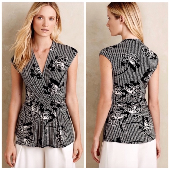 ANTHROPOLOGIE Deletta Lorine Faux Wrap Floral Top - Picture 1 of 8